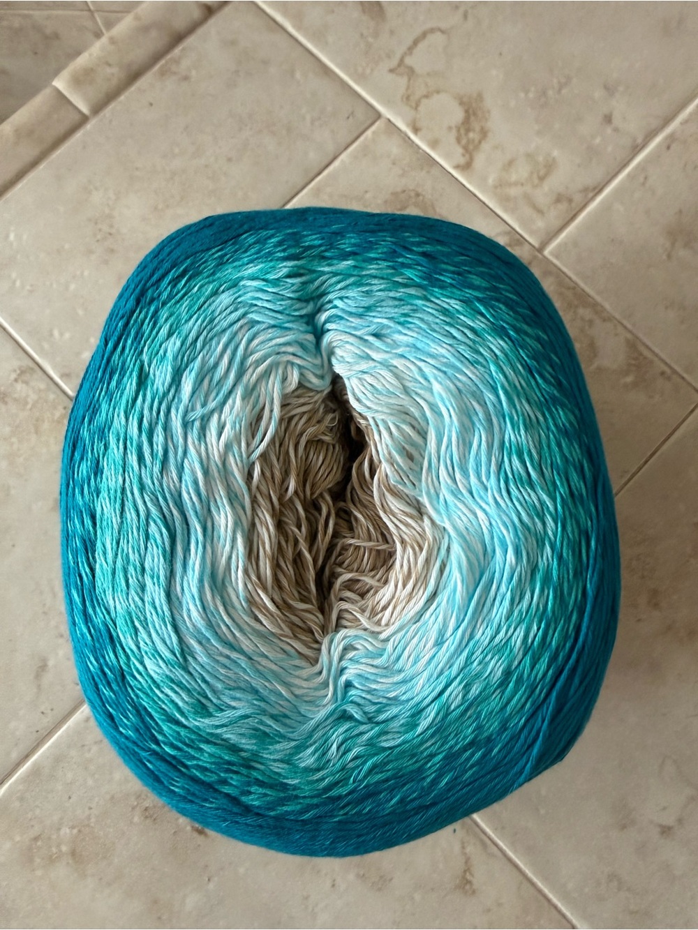 Yarn Art Rosegarden Ombre Teal and Cream Gradient Yarn Cake -